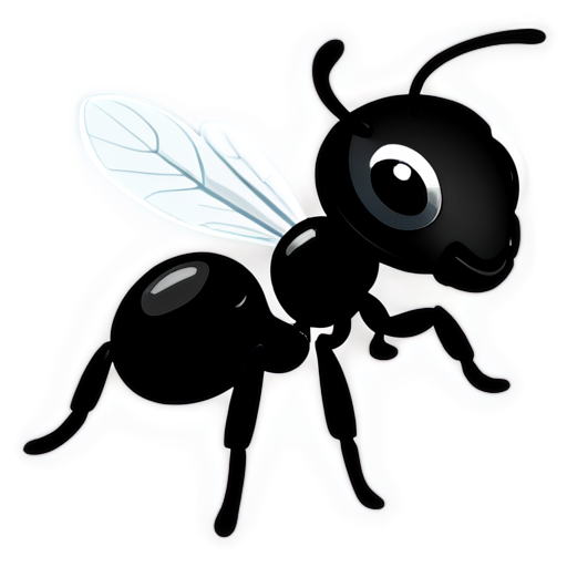 Ant, black and white, flat style - icon | sticker