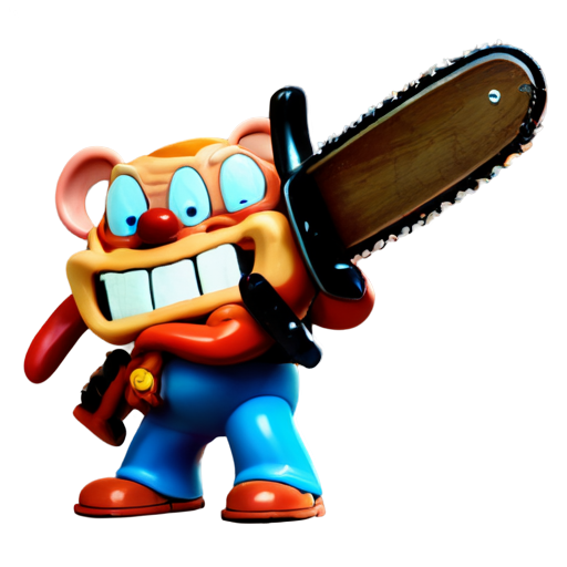 The chainsaw cartoon , moving parts,resolution 1920 x 1080, 4K, luxury,technical props ,Ren and Stimpy Show,movable plastic collectible figurine,neca,sketchfab, XM Studios,Sideshow Collectibles ,Legacy Figure Collection,high detail, hot toys,realstick, - icon | sticker