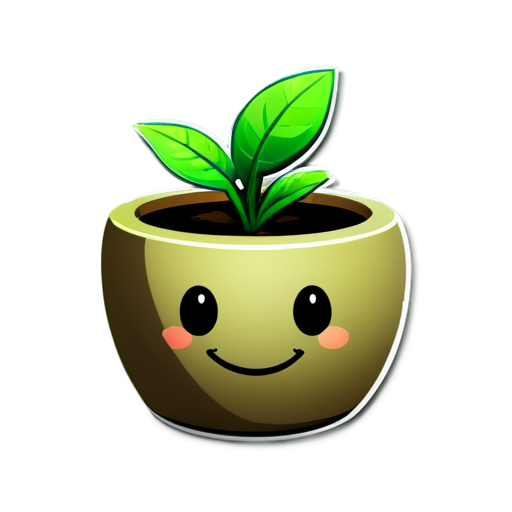 smiling pot with plant - icon | sticker