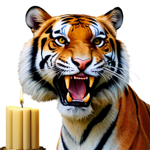 The head of a tiger, opening its mouth to bite into Japanese candlestick charts, represents a scenario in the financial markets, where candlestick are used - icon | sticker