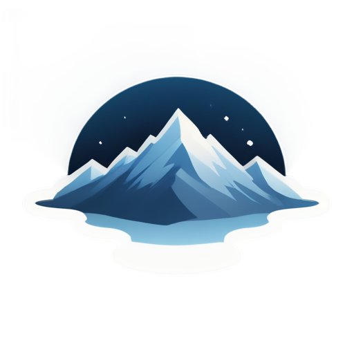 snowy mountains, horizon, iceberg, campfire, fantasy, mountain top, mountainous horizon, landscape, night, stars, milky way - icon | sticker