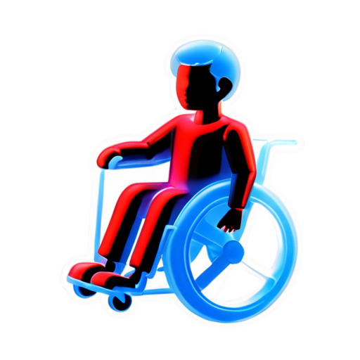 Disabled symbol, red Communist Party emblem, wheelchair, three-figure stick figure - icon | sticker