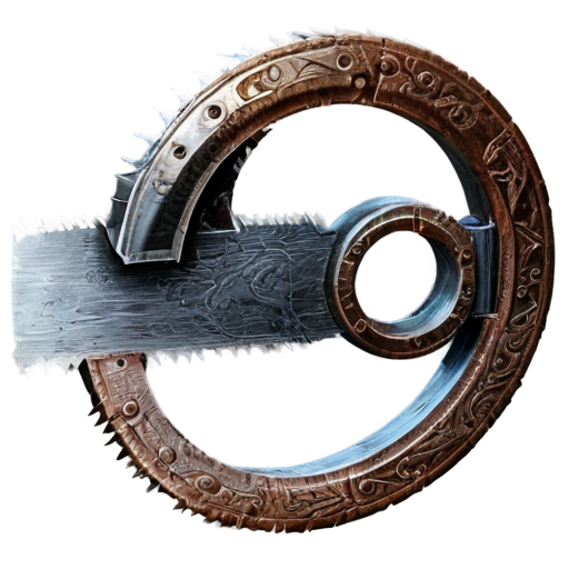 medieval saw with circle around it - icon | sticker