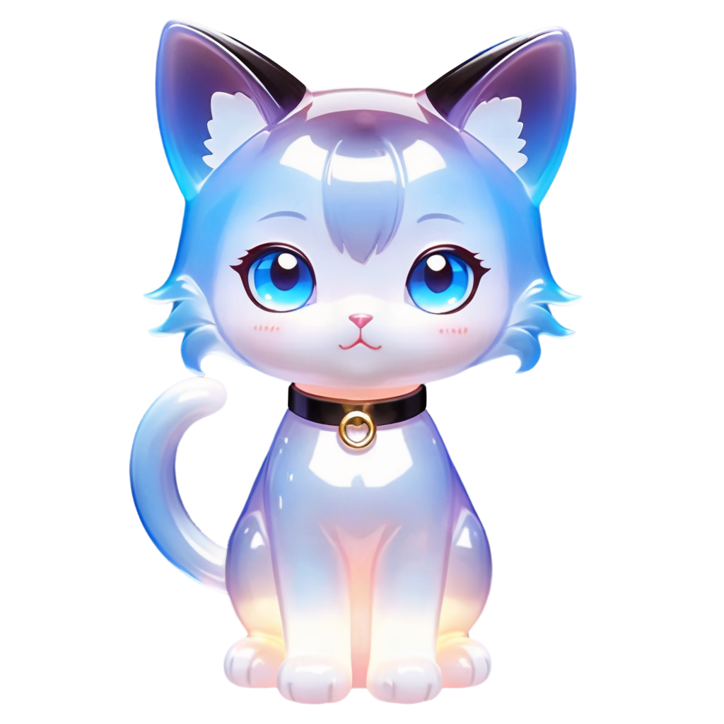 chibi:1.5, animal ears,cute,solo, full body, cat, animal focus, whiskers,blue eyes,kawaii logo - icon | sticker