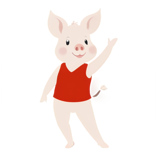 A little pig dancing ballet in a Chinese vest - icon | sticker