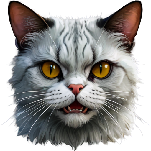 Evil face of a cat in anime style - icon | sticker