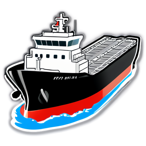 Outlined 2d loaded Fuel Tanker Ship Icon - icon | sticker