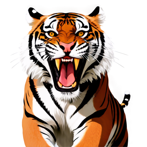 cute gentle crazy tiger angry tigre, black - white background tone with 10% orange, red elements - icon | sticker