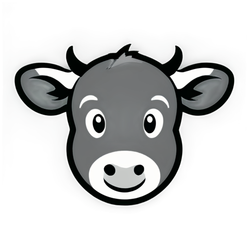 line art cow head with smily face - icon | sticker