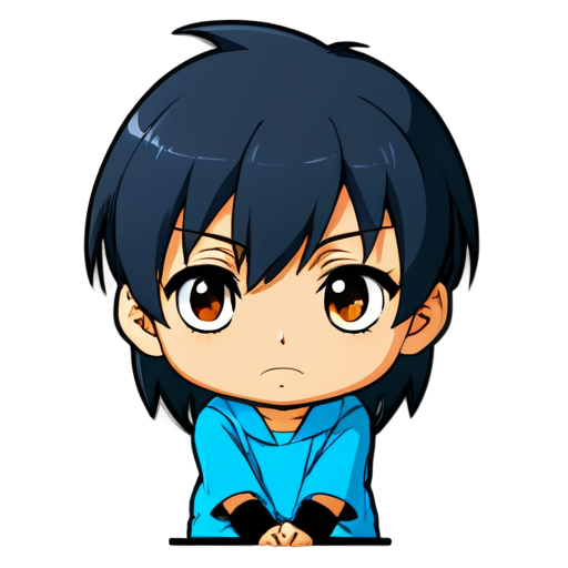 Dissatisfied anime face in the form of a ticker for social networks - icon | sticker