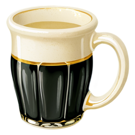 medieval ceramic cup with beer foam, paint style - icon | sticker