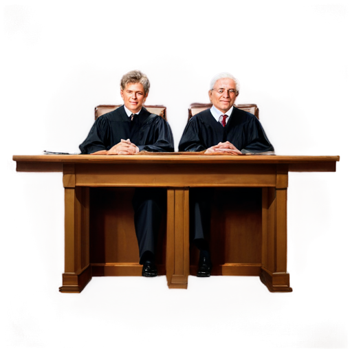 Two judges sitting in the courtroom - icon | sticker