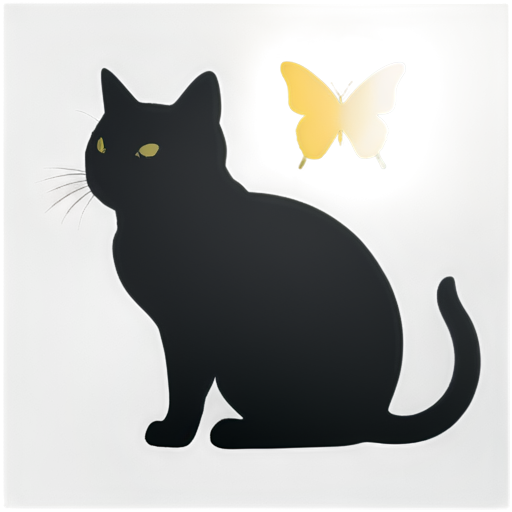 Cat with butterfly - icon | sticker