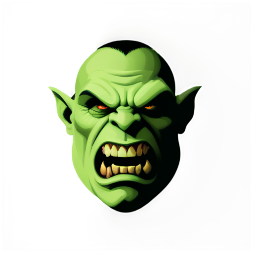 The head of an orc, with its mouth wide open and the remains of prey in it - icon | sticker