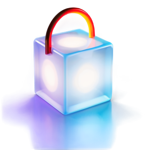 A colorful cube with a transparent texture. One vertex of the cube is in the center of the picture, making the entire graphic look like a regular hexagon. To be suitable for use as a software logo, the entire picture must be symmetrical in the center and left and right. - icon | sticker