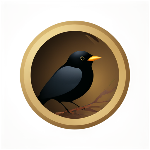 Give me a icon 1 color of a blackbird in a nest - icon | sticker