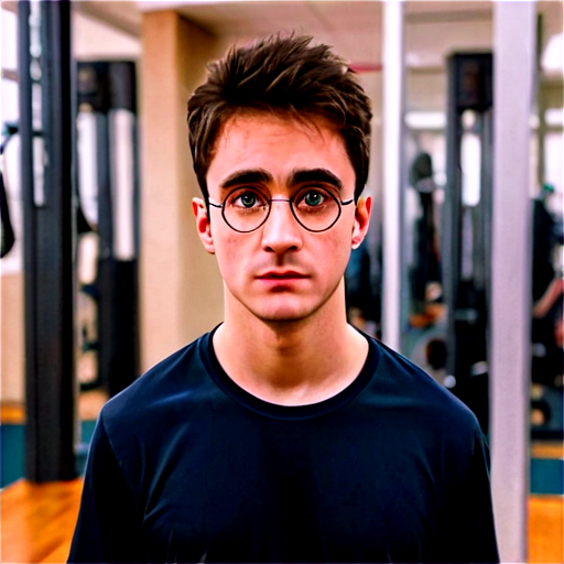 Harry Potter in the gym in front of the mirror is very sad - icon | sticker