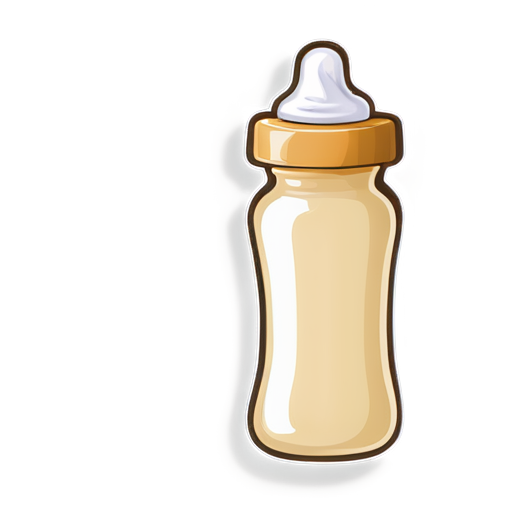 baby bottle and plate icon light beige no background - icon | sticker