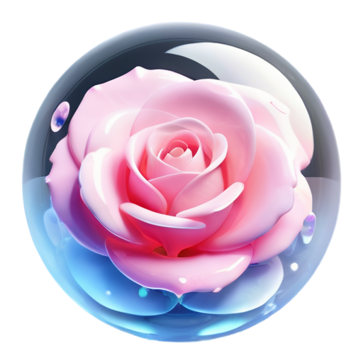 A rose, amazingly fluid, detailed, 3d fractals, light particles, water drops, shimmering light, dreamy, surreal, - icon | sticker