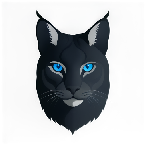 a beautiful lynx face, black with blue eyes - icon | sticker