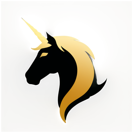 Dark unicorn head long mane contour golden - icon | sticker