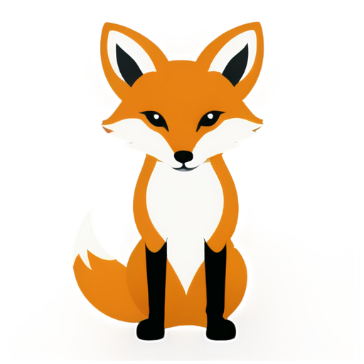 logo, cone-shaped, sharp corner at the bottom, black frame, image of a fox, standing on three legs, one bent. orange fox - icon | sticker