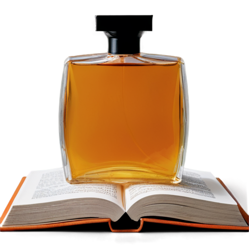 perfum orange bottle stay on book - icon | sticker