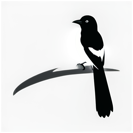 a magpie bird with a long tail stands sideways - icon | sticker