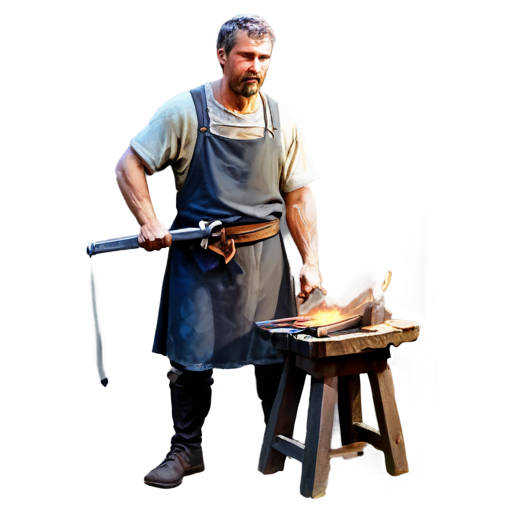 medieval blacksmith man, paint style, - icon | sticker