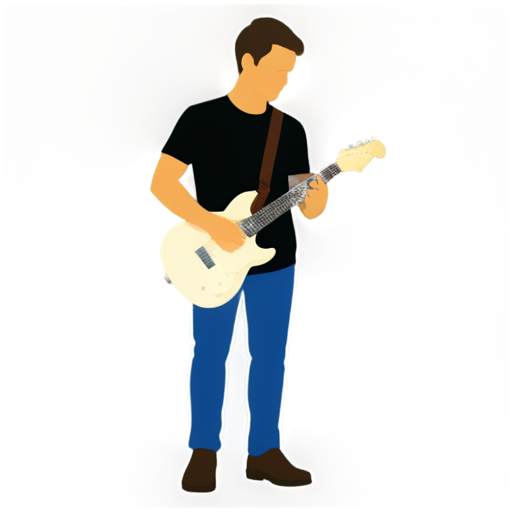 guitarrista tocando un solo de guitarra mientras salta - icon | sticker