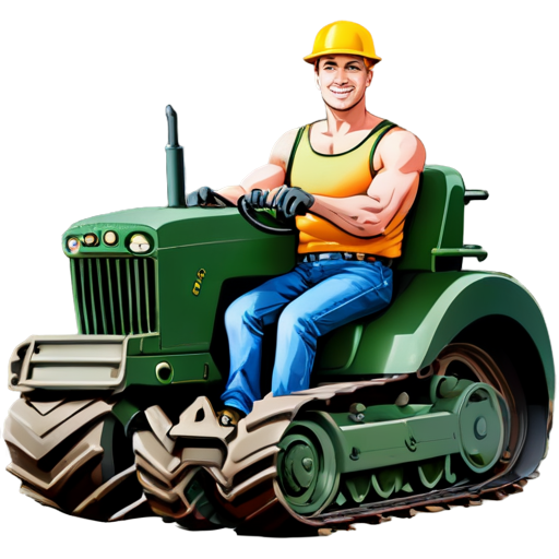 tractor driver on a tank cartoon picture - icon | sticker