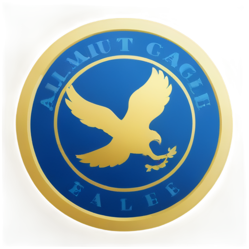 create a logo about eagles nest or alamut iwant a round circle in center and a golden eagle flying - icon | sticker