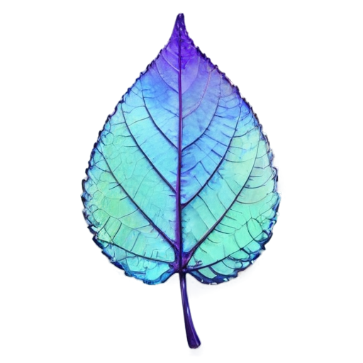 glass, tree leaf, light purple blue and transparent gradations, high brightness - icon | sticker