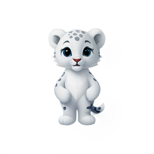 anthropomorphic Snow leopard cub on ice - icon | sticker