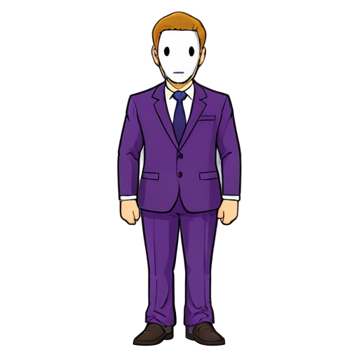 white man with no face in a purple suit - icon | sticker