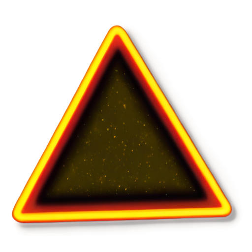 An ocher triangle, inside the triangle there is less red, all colors are done in neon, inside there is the inscription SEL - icon | sticker