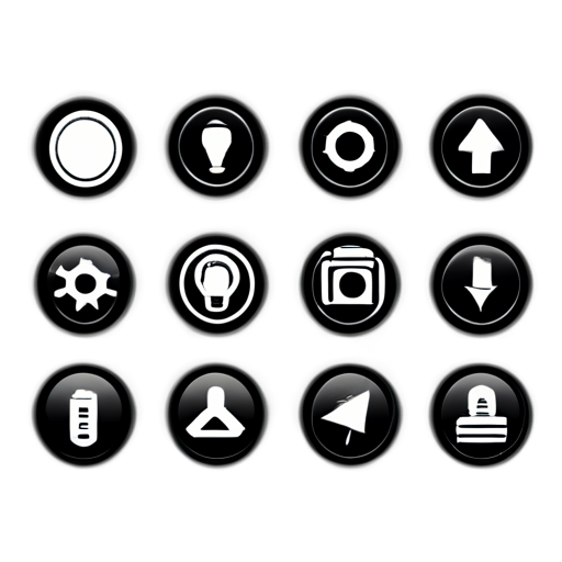 Interface icons, white on a black background, flashlight - icon | sticker