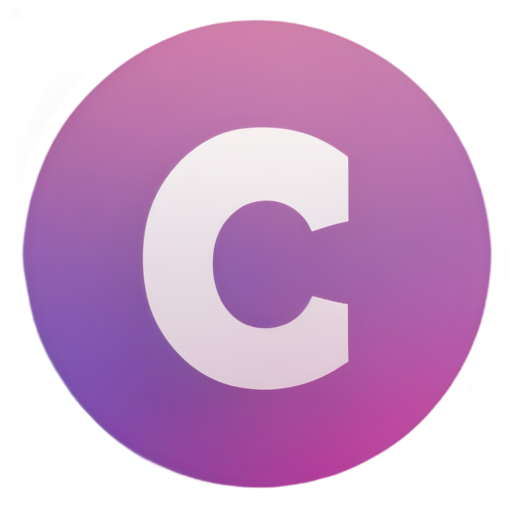 White symmetric letter "C" with a pink-purple gradient background - icon | sticker