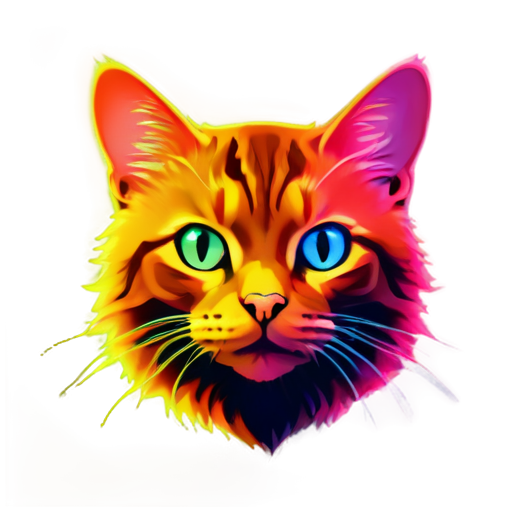 cyberpank abstract cat neon - icon | sticker