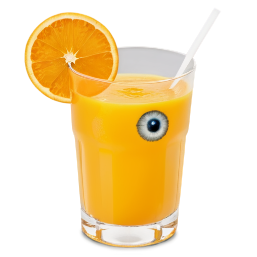 fresh orange juice in cocktail glas with eyes and orange - icon | sticker