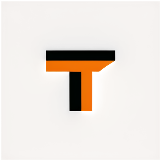 Letter T which is modern and technological. The color has to be orange with a black accent - icon | sticker