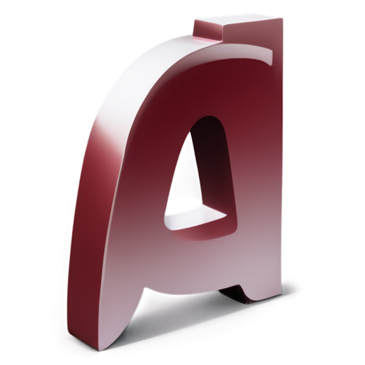 The three-dimensional light letter A used in signage, the side is burgundy color, the face is milk acrylic. on a transparent background - icon | sticker