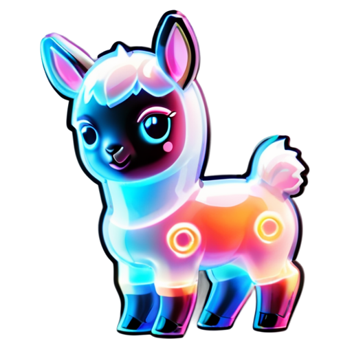baby llama cyberpunk style - icon | sticker