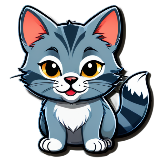 A logo for desktop app with light blue background. The logo shows the muzzle of a gray cat with black stripes drawn in the style of a wolf from the cartoon "just you wait!". cat on logo smokes a lot of cigarettes at the moment and cigarette smoke hits the background. cat looks serious and tired. - icon | sticker