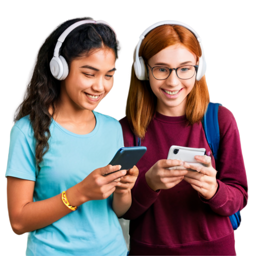 An icon depicting a group of teenagers and young adults holding smartphones, with a small wallet or piggy bank symbol showing few coins inside. The background could include youthful elements like headphones or backpacks to emphasize the age group - icon | sticker