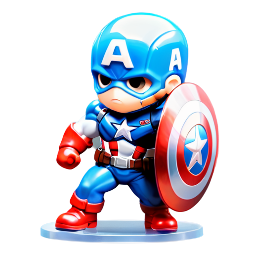 Epic full-body illustration of Captain America, standing valiantly with his shield, in a wartime background, detailed uniform, intense expression, dynamic lighting, high-definition, realistic style. - icon | sticker