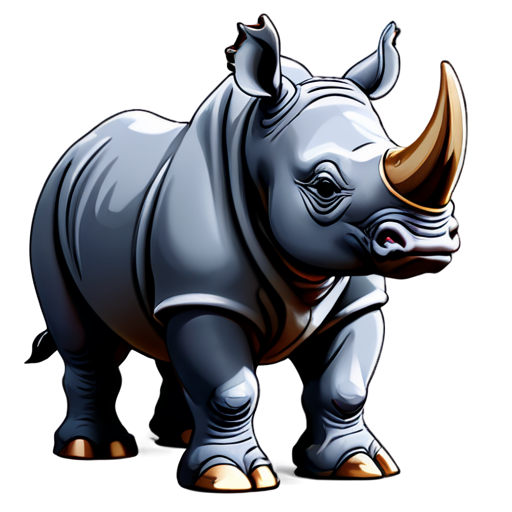 Very serious rhinoceros named Husi, standing side, head is closer - icon | sticker