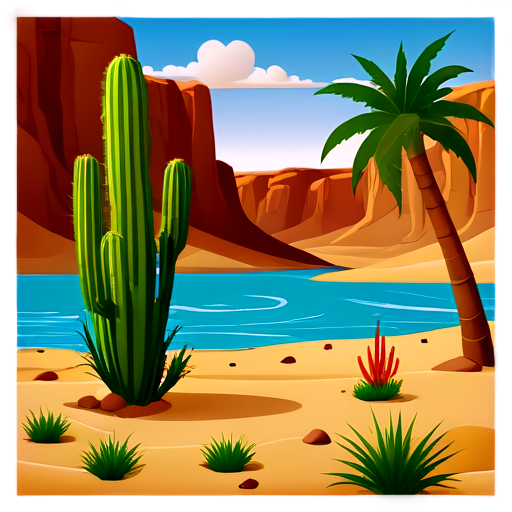 desert oasis cartoon - icon | sticker