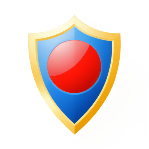 A large hexagonal shield, slightly larger at the top, with a gray border and a red fill in the middle, the outline of the shield has no curves. The shield has a hand cupping a blue square rounded square, the hand cupping looks like the gold edge of a movie medal , and TS is written in the square. - icon | sticker