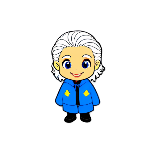 Ukrainian with white hair and blue eyes smiling - icon | sticker